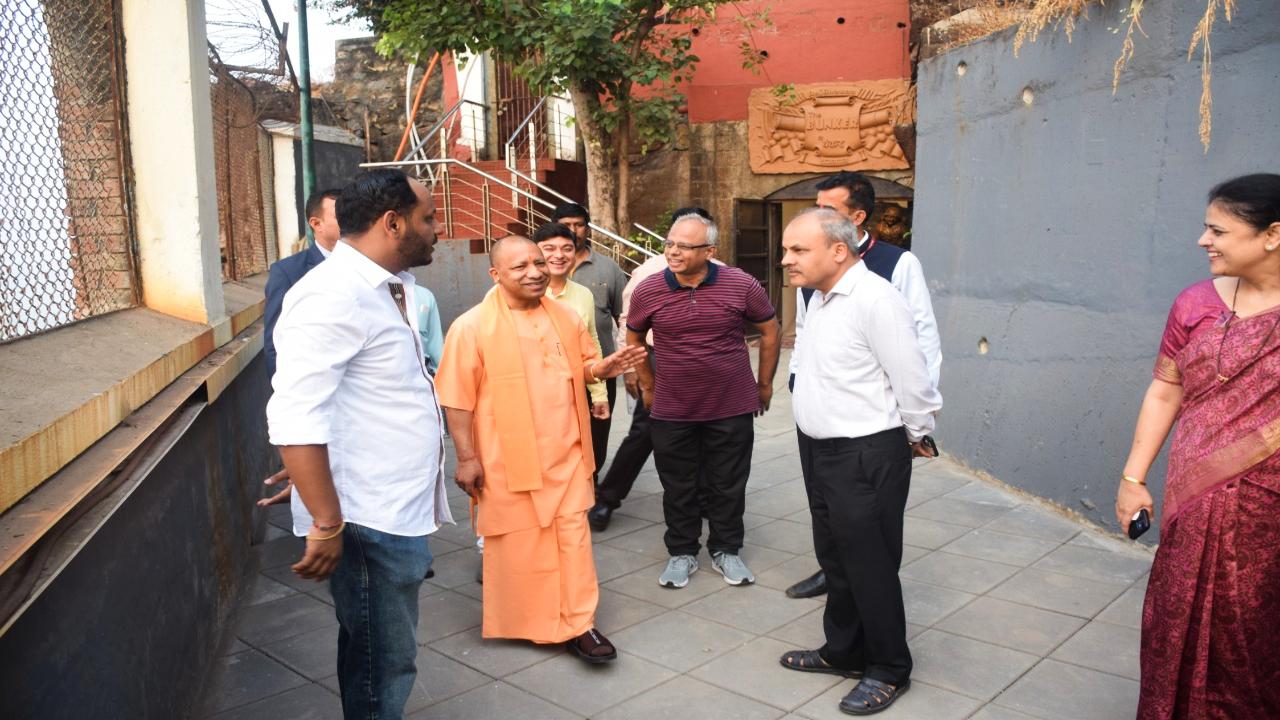 Officers of Raj Bhavan showed Yogi Adityanath around the premises